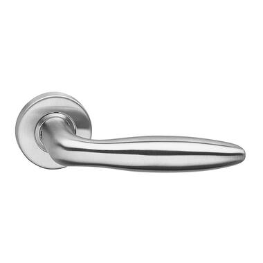 Intersteel Deurkruk Jupiter geveerd op rozet 53x10 met ring rvs geborsteld
