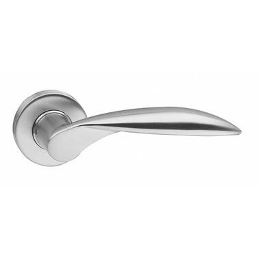 Intersteel Deurkruk Massief afgerond geveerd op rozet 53x10 met ring rvs geborsteld