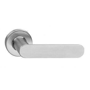 Intersteel Deurkruk Massief strak-elegant geveerd op rozet 53x10 met ring rvs geborsteld