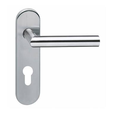 Intersteel Deurkruk Hoek 90° brandvertragend 9mm op kortschild profielcilindergat 72 mm rvs