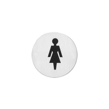 Intersteel Pictogram damestoilet zelfklevend rond RVS