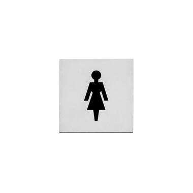 Intersteel Pictogram damestoilet zelfklevend vierkant RVS