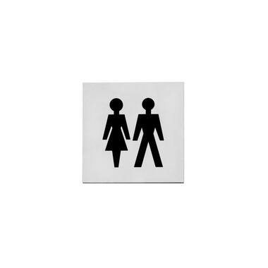 Intersteel Pictogram dames- en herentoilet zelfklevend vierkant RVS