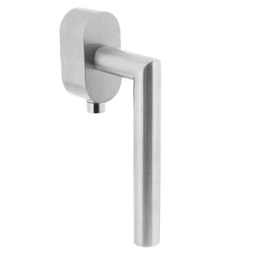 Intersteel Afsluitbare raamkruk hoek 90 op ovale rozet met stift 35mm rvs geborsteld SKG***