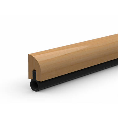 Tochtstrip Beukenhout opbouw HTS 230 cm met siliconen afdichting
