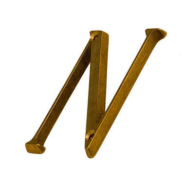 Huisletter Messing Letter N klassiek 80 mm