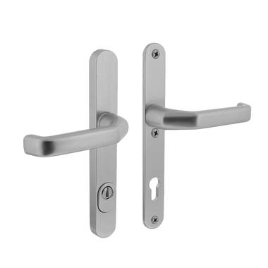 Intersteel Veiligheidsbeslag smal SKG*** kruk/kruk profielcilinder 92 mm met kerntrekbeveiliging aluminium