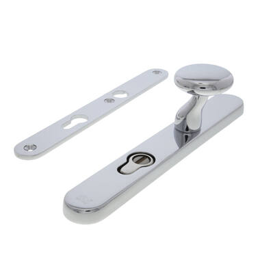 Veiligheidsgarnituur kerntrek Chroom smal Ovaal met knop PC72 SKG3