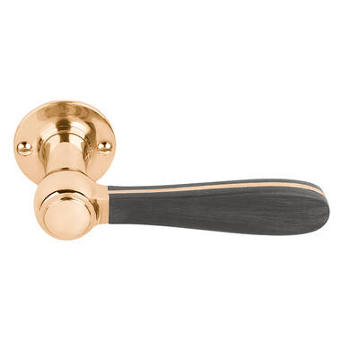 Deurkruk Messing/zwart Bosco Lazaro Rosa-Violan 132mm LZ100-G op verende rozet