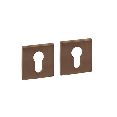 Profielcilinderrozet verdekt 53x53x6mm PVD brons