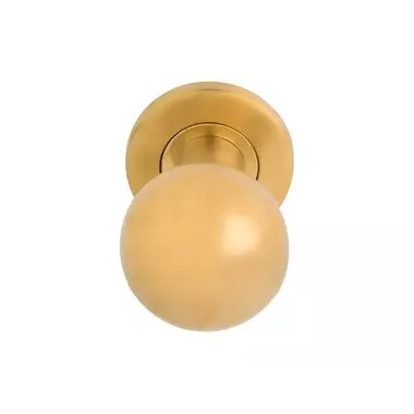 Voordeurknop Mat Goud PVD Rond 50 mm Draaibaar op Rozet – LB501D
