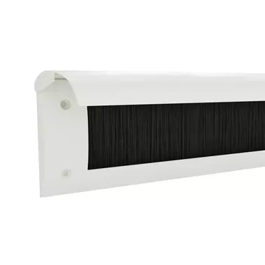 Tochtklep Wit RAL9003 kunststof houder, metalen klep Luxe met borstel