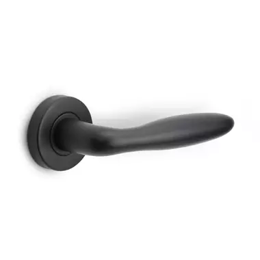 Deurklink Zwart Bologna 137mm op ronde verende rozet