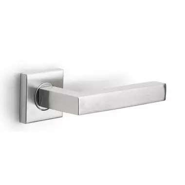 Deurklink RVS Napels 135mm op vierkante verende rozet