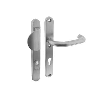 Intersteel Veiligheidsbeslag SKG*** profielcilindergat 72 mm met kerntrekbeveiliging smalschild ovaal voordeurbeslag RVS
