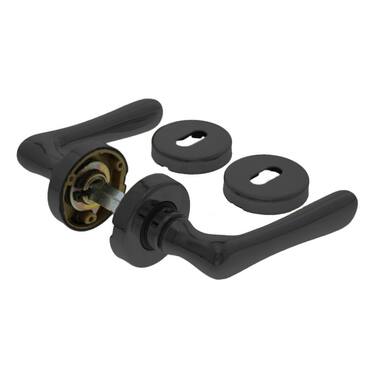 Deurkruk Zwart Porto vastdraaibaar op rozet 45mm