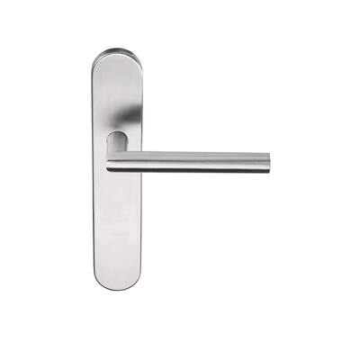 Deurkruk RVS Basics LB2-19P13 geveerd op schild Blind