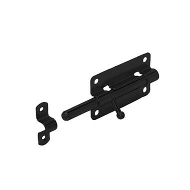 Plaatgrendel Zwart 80x50mm Uitslag pen 40mm, pen 10mm dik