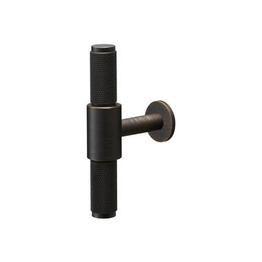Meubelknop Cross T-greep Brons diamond-cut 95mm