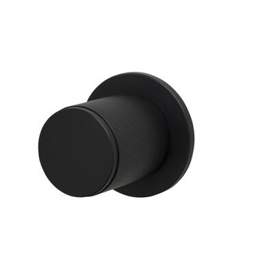Knopkruk Linear Zwart stripe milled op ronde rozet Rond 40mm