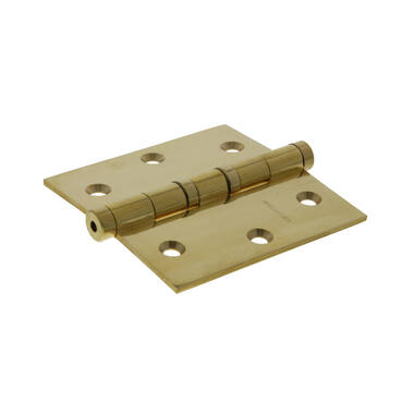 Kogellagerscharnier massief Messing Platkop 76x76mm