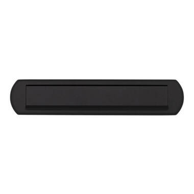 Briefplaat Zwart aluminium Ovaal 340x74mm