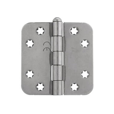 Scharnier RVS met losse pen 76x76x2mm met ronde hoeken
