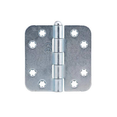 Scharnier ijzer gegalvaniseerd met losse pen 76x76x2mm met ronde hoeken
