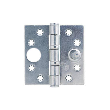 Veiligheidskogellagerscharnier Platkop ijzer gegalvaniseerd 76x76x2.5mm SKG 3-sterren met rechte hoeken