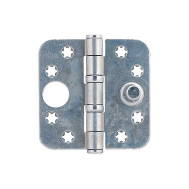 Veiligheidskogellagerscharnier Platkop ijzer gegalvaniseerd 76x76x2.5mm SKG 3-sterren met ronde hoeken