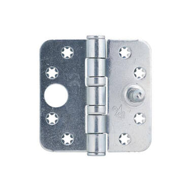 Veiligheidskogellagerscharnier Platkop ijzer gegalvaniseerd 89x89x3mm SKG 3-sterren met ronde hoeken