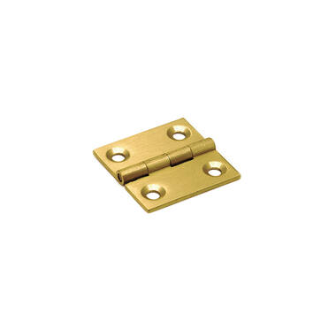 Scharnier massief messing 35x35x1.6mm met vaste scharnierpen met rechte hoeken
