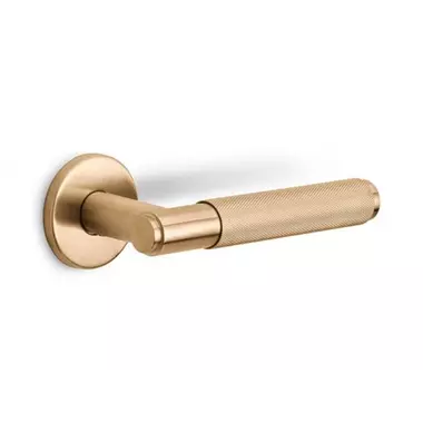 Deurklink Licht brons PVD Bolzano 143mm op ronde verende rozet