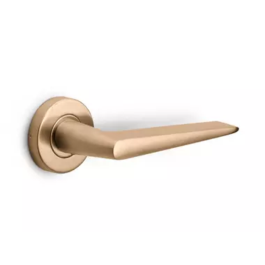Deurklink Licht brons PVD Maniago 128mm op ronde verende rozet