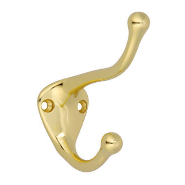 Kapstokhaak messing look zamac enkel 82x32x76mm