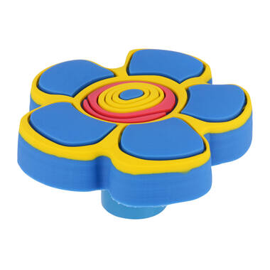 Meubelknop blauw/geel bloem 45x45x25mm