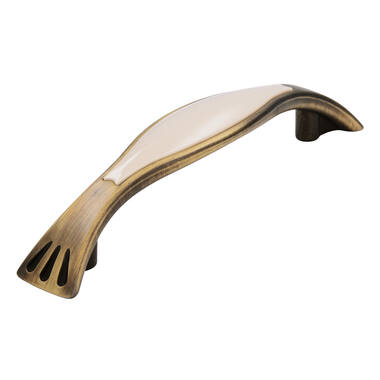 Meubelgreep antiek brons/beige zamac 96mm 129x22x27mm