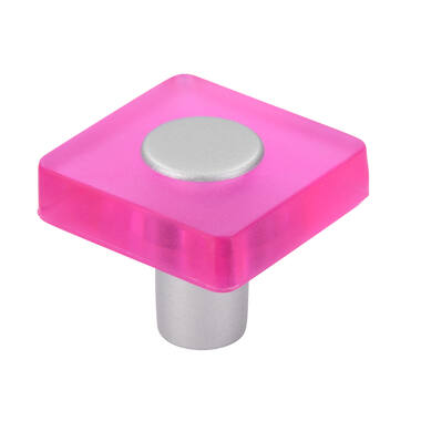 Meubelknop roze/aluminium look kunststof vierkant 30x30x26mm