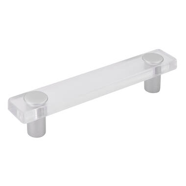 Meubelgreep transparant/aluminium look kunststof 96mm 126x20x26mm
