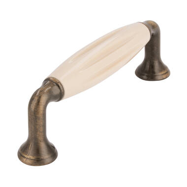 Meubelgreep antiek brons/beige 96mm 114x18x37mm