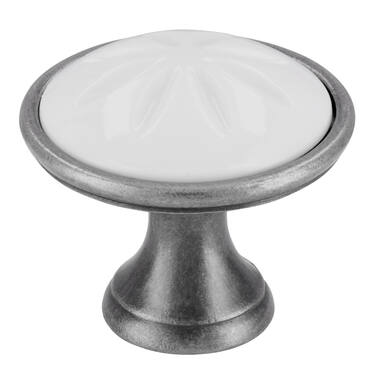 Meubelknop wit/tin look 34mm 34x34x30mm