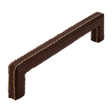 Meubelgreep bruin leder 128mm 140x11x32mm