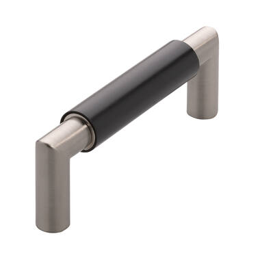 Meubelgreep zwart/RVS look 96mm 108x16x37mm