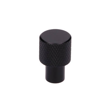 Meubelknop Zwart aluminium Geribbeld rond 16mm