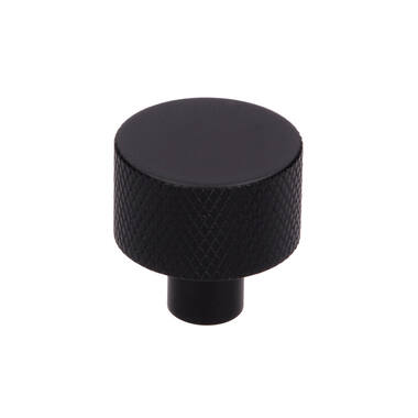 Meubelknop Zwart aluminium Geribbeld rond 24mm