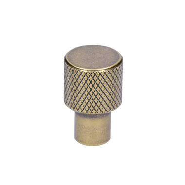 Meubelknop Antiek messing Geribbeld rond 16mm
