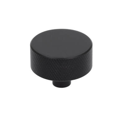 Meubelknop Zwart aluminium Geribbeld rond 33mm