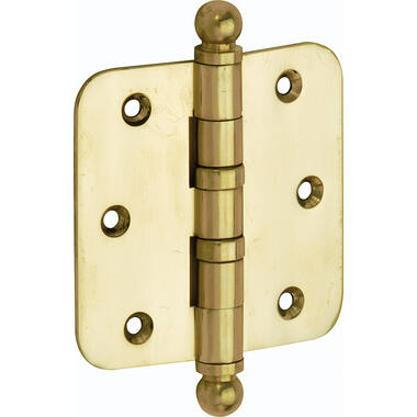 Kogellagerscharnier Messing gelakt Bolknop 89x89mm Met ronde hoek