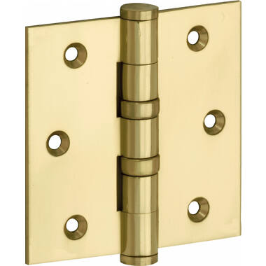 Kogellagerscharnier Messing gelakt Platkop 89x89mm Met rechte hoek