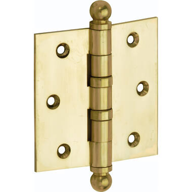 Kogellagerscharnier Messing gelakt Bolknop 76x76mm Met rechte hoek
